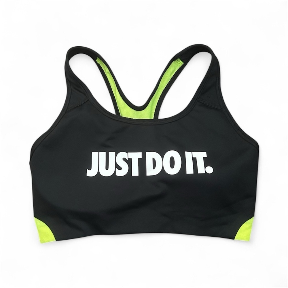 Nike Women's Black and Neon Green sports bra Sz M, 019